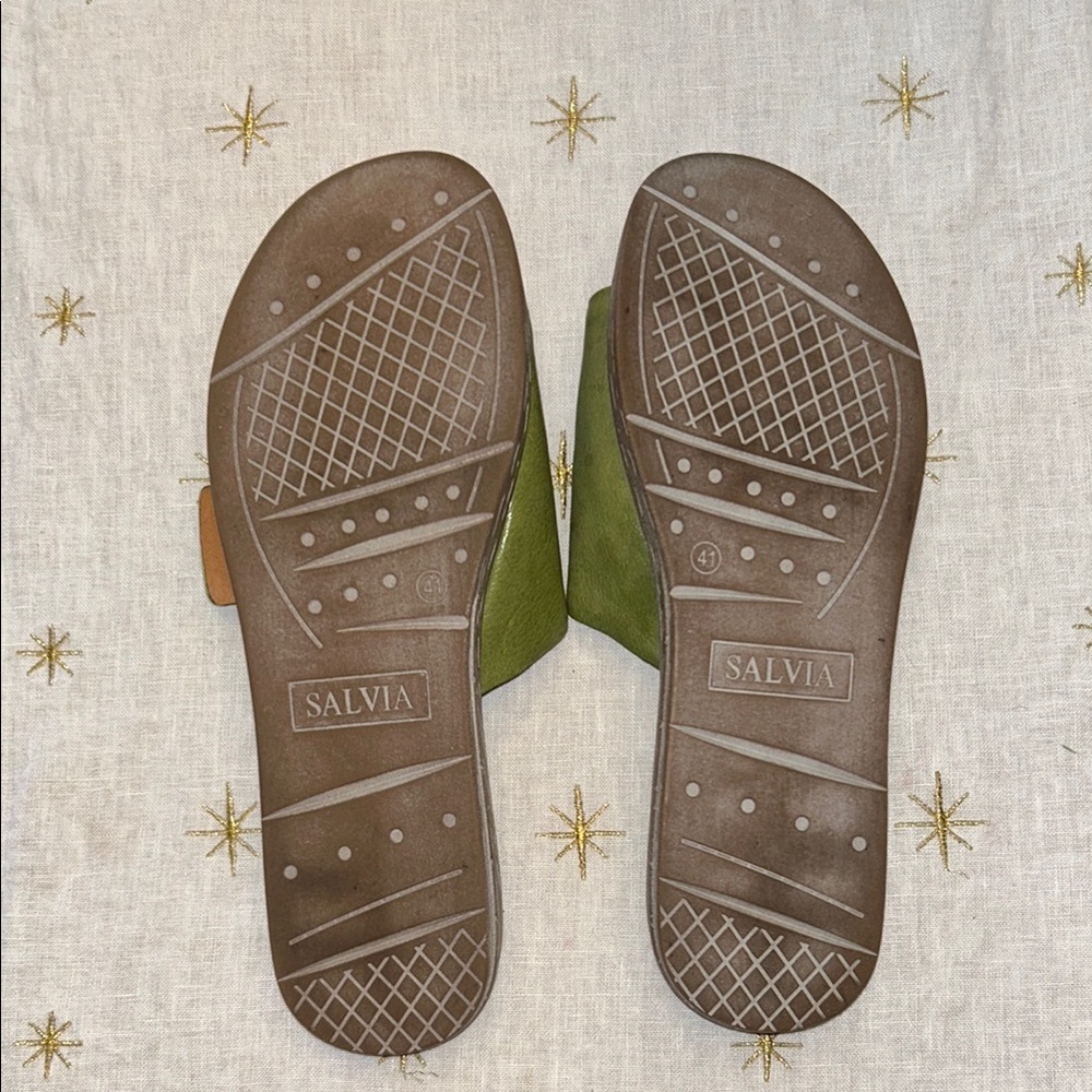 Green Suede Slide Sandals with Buckle - Picture 5 of 5